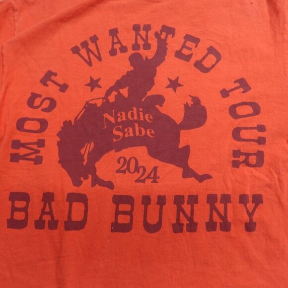 Bad Bunny Shirt Small Orange Most Wanted Tour Double Sided Official - Picture 1 of 8